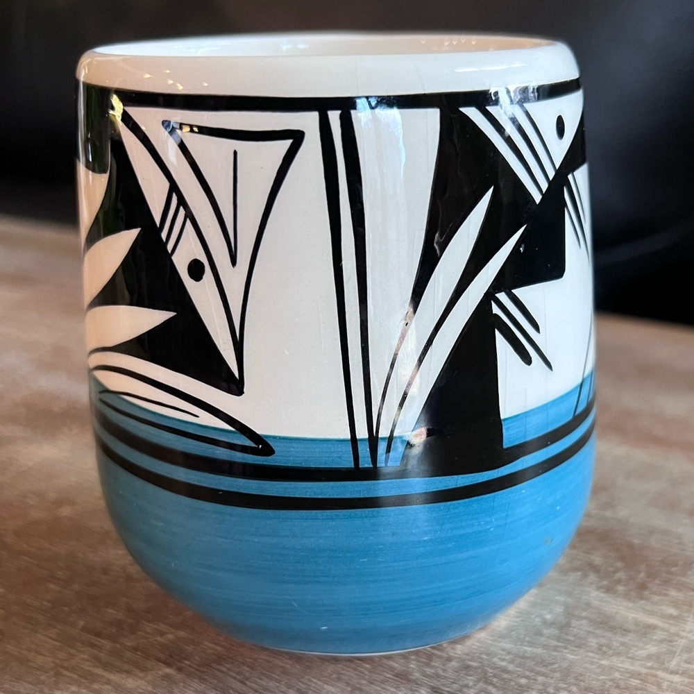 UTE MTN Mountain Pottery π€π©΅ UMP Tribe Teal Black White Cream Mug - Picture 5 of 8